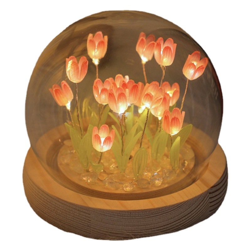 Tulip Night Light Handmade DIY Material Kit Creative Desktop Atmosphere Lamp Ornament Gift for Girls Mid-Autumn Festival Gift