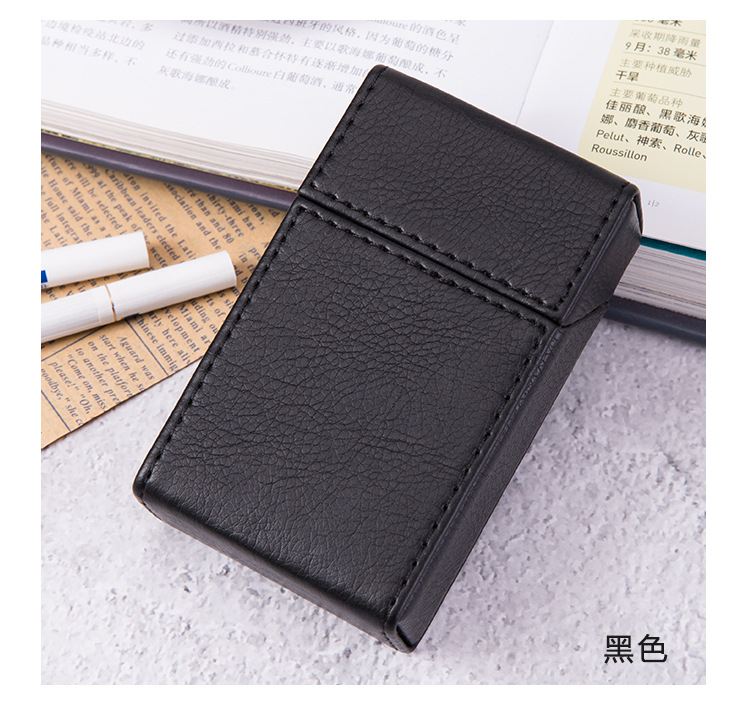Picture of Pu Leather Flip-Top 20-Pack Thick Cigarette Box Creative Stylish Moisture-Proof Leather Men's Cigarette Box Manufacturer Wholesale