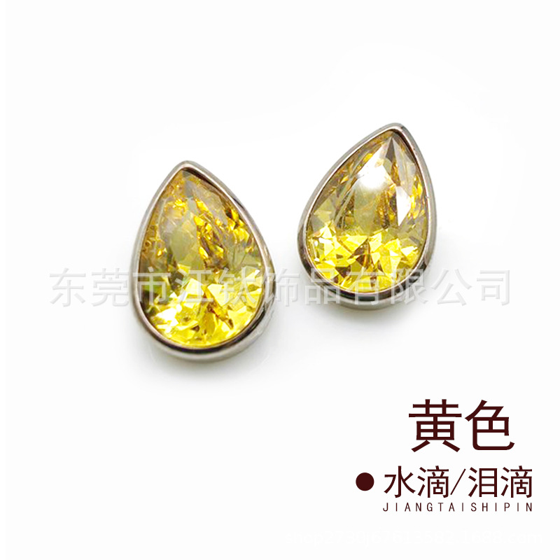 Picture of F136 titanium drop earring inlaid with 5A zircon G23 titanium alloy implant pole human body puncture jewelry teardrop ear bone nail