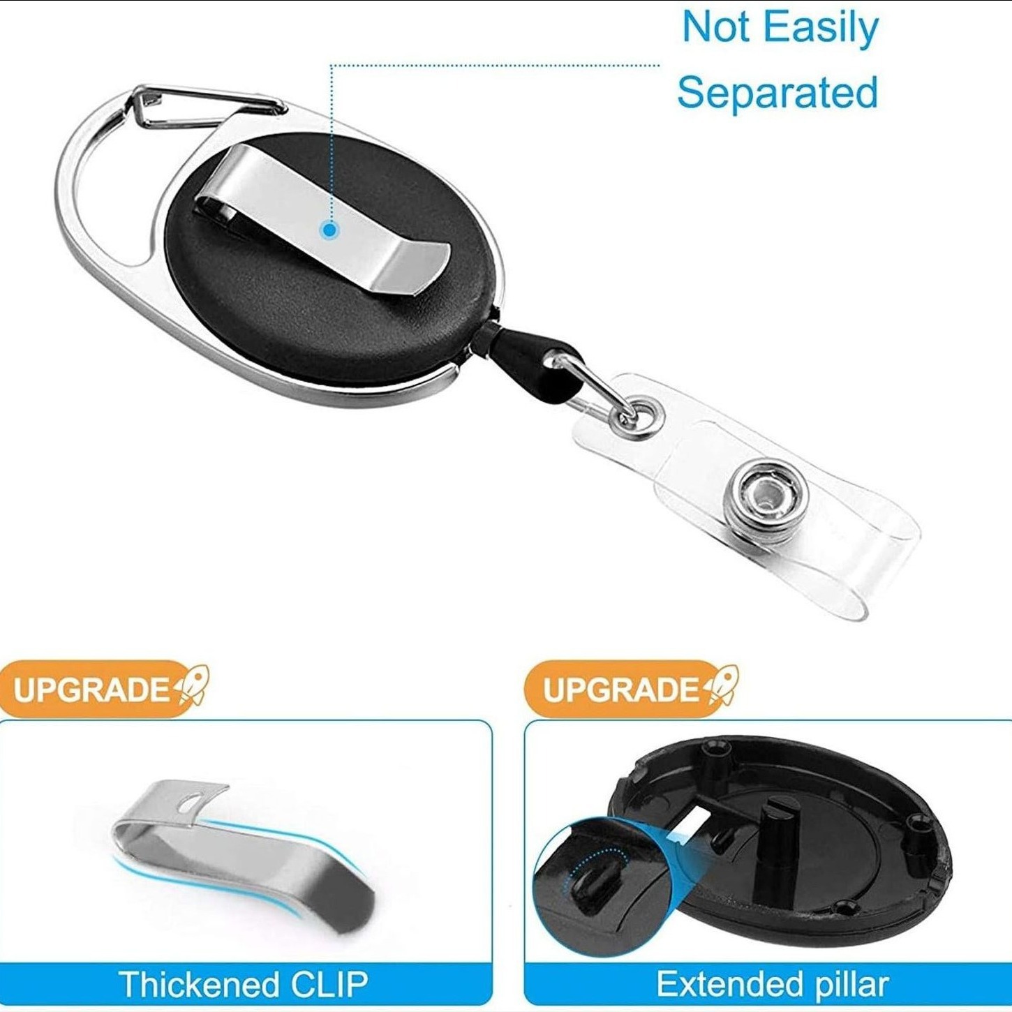 Picture of AMAZON hot sale oval egg-shaped metal zinc alloy retractable keychain easy pull buckle easy pull wire puller