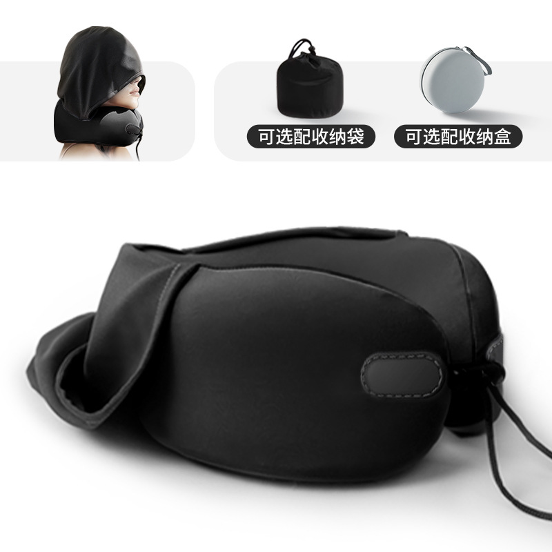 Picture of U-shaped Pillow Neck Protection Hooded Travel Portable Aircraft Neck Protection Memory Foam Travel Pillow Collectable Folding U-shaped Cross-border