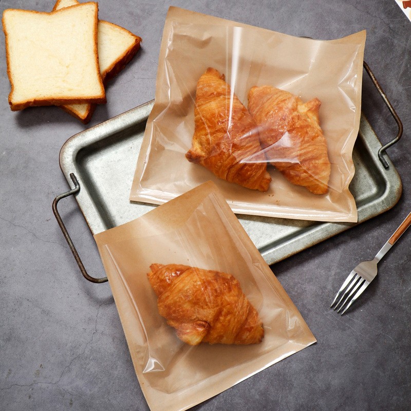 Picture of Half film paper bread bag baking dessert croisso toast food transparent packing bag kraft paper bag spot