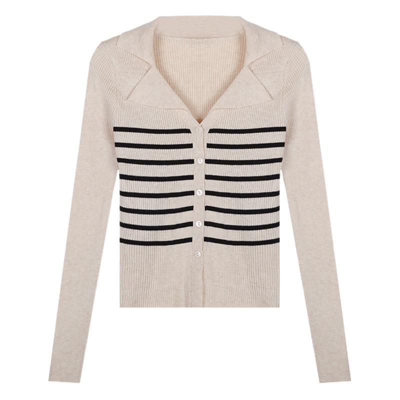 Picture of Retro Long-Sleeved Niche Knitted Cardigan Jacket for Women 2025 Autum New Slim Slimming Look Short Bottoming Shirt Top