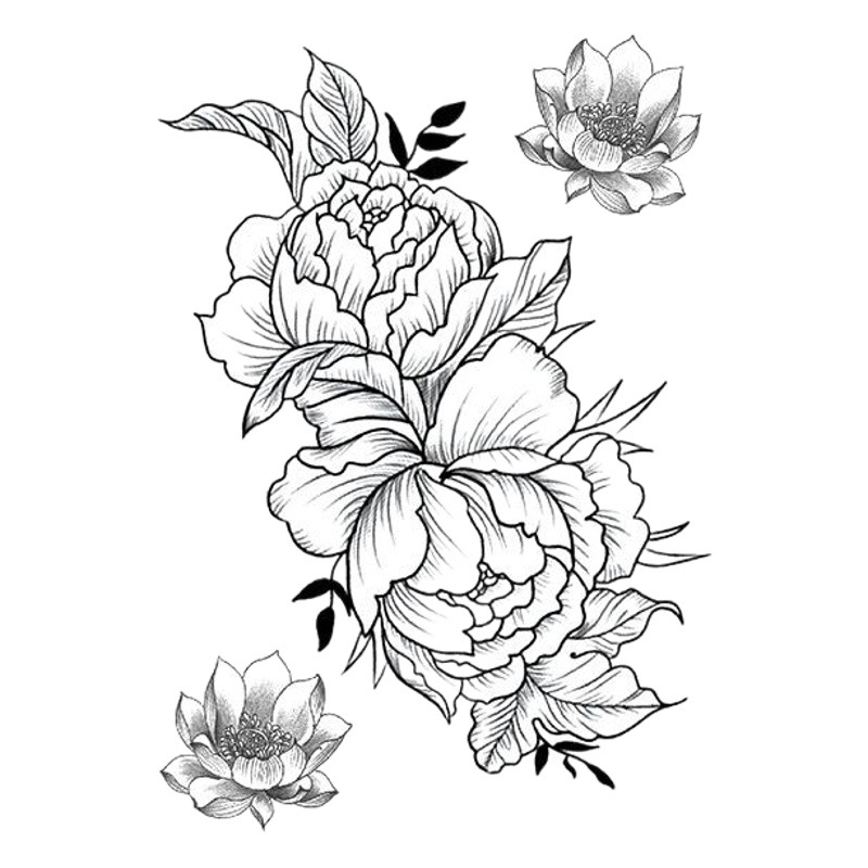Pattern Aimei Waterproof Tattoo Sticker Black Hand-Painted Plain Flower Set Tattoo Sample Cross-Border Water Transfer Tattoo Sticker