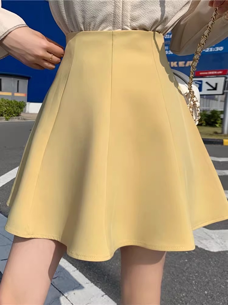 Korean Fashion Skirt Women's 2025 New Autumn A- line Skirt High Waist Slimming College Style Pleated Skirt Umbrella Skirt