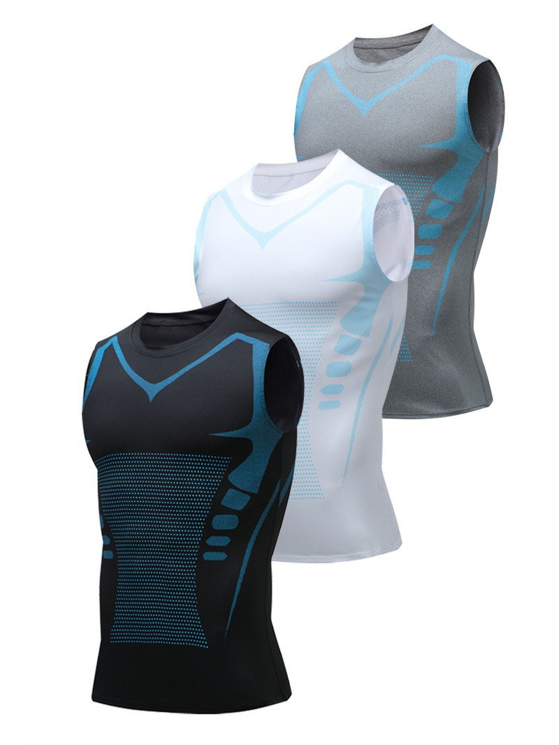 PRO Sports Vest Men's Quick-drying High-elastic Tight Clothes Fitness Sleeveless Basketball Running Training Vest T-shirt Two-piece Set