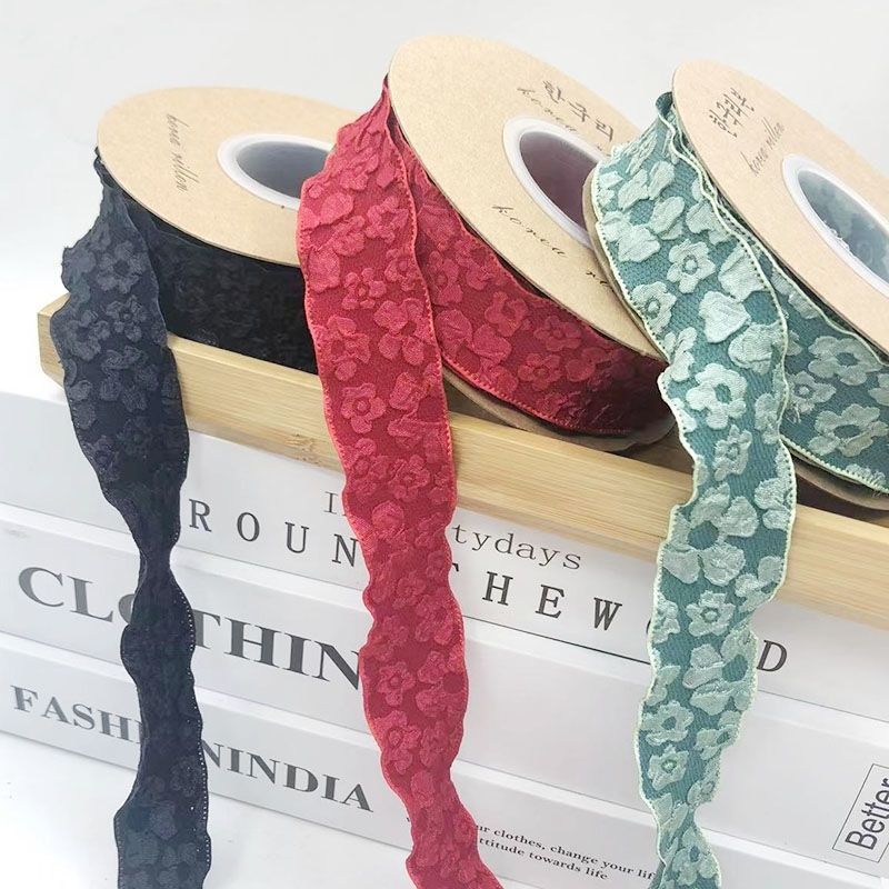 Embossed Carved Ribbon Flower Cake Handmade DIY Headwear Bow Packaging Material Ribbon 2.5CM