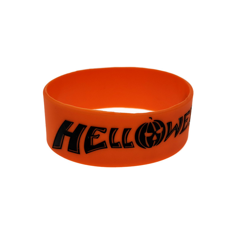 European and American New 1 Inch Wide Silicone Bracelet Helloween Halloween Night Metal Band Decoration Bracelet