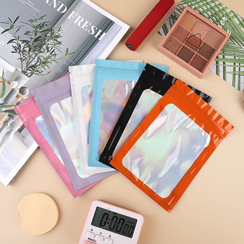 Laser Window Bone Bag Digital Department Store Self-sealing Bag Jewelry Gift Plastic Bag Cosmetic Beauty Bag