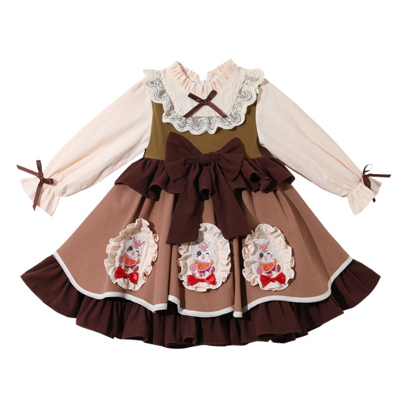 Children's Lolita Princess Dress Autumn and Winter Children's Long-sleeved dress Autumn New Girl's Western-style Sweet Pouchy Dress