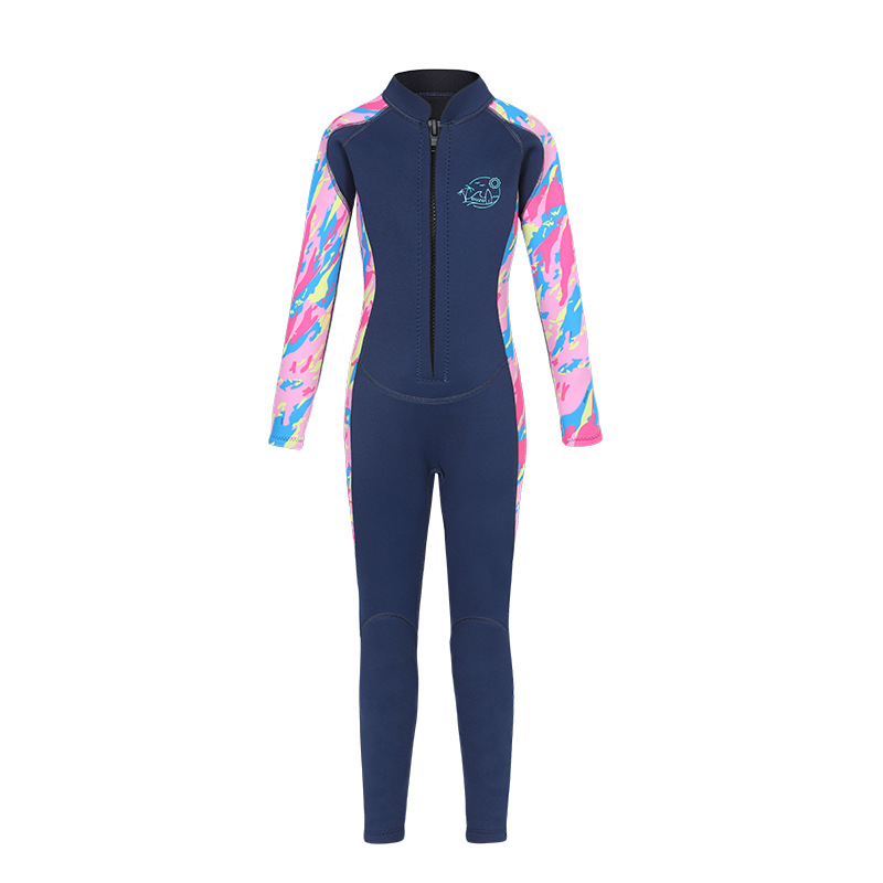 Picture of in stock 2.5mm children's diving suit girls one-piece swimsuit warm long sleeve sunscreen surfing snorkeling jellyfish suit