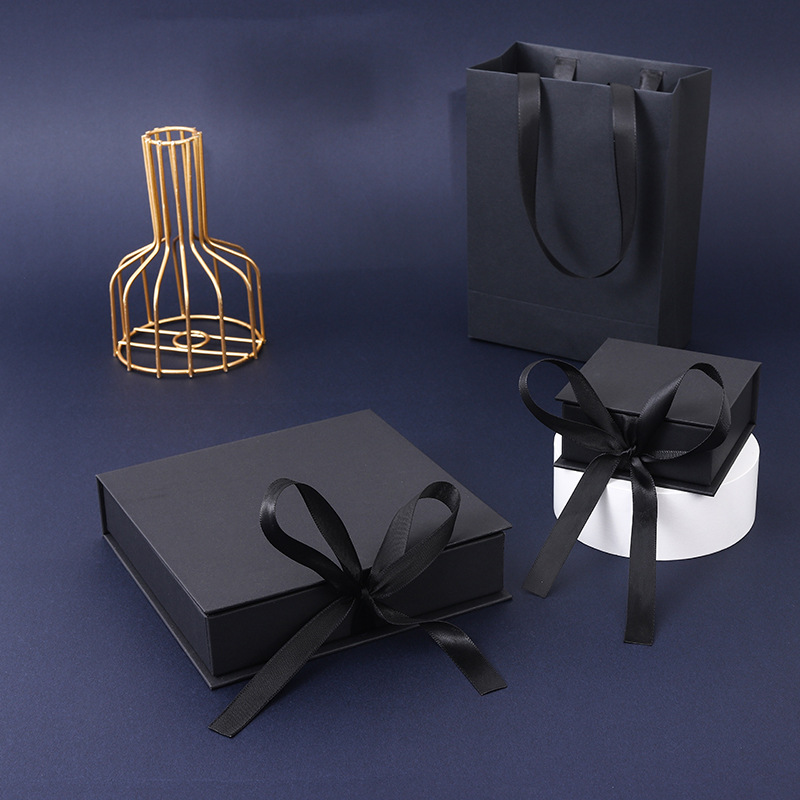 Ribbon Bow Paper Jewelry Box Hot-Selling Book-Shaped Magnetic Flip Box Necklace Bracelet Ring Earrings Jewelry Box