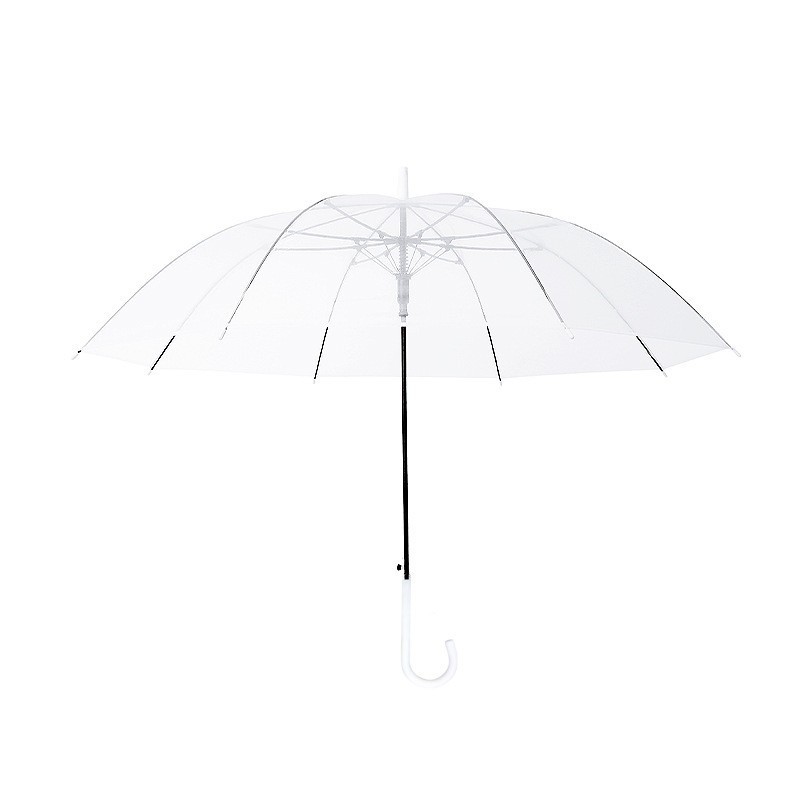 Picture of Transparent Umbrella Men and Women Internet Celebrity ins Cute Semi-automatic Straight Handle Photography Small Fresh Sunshade Sunny Umbrella Frosted Umbrella