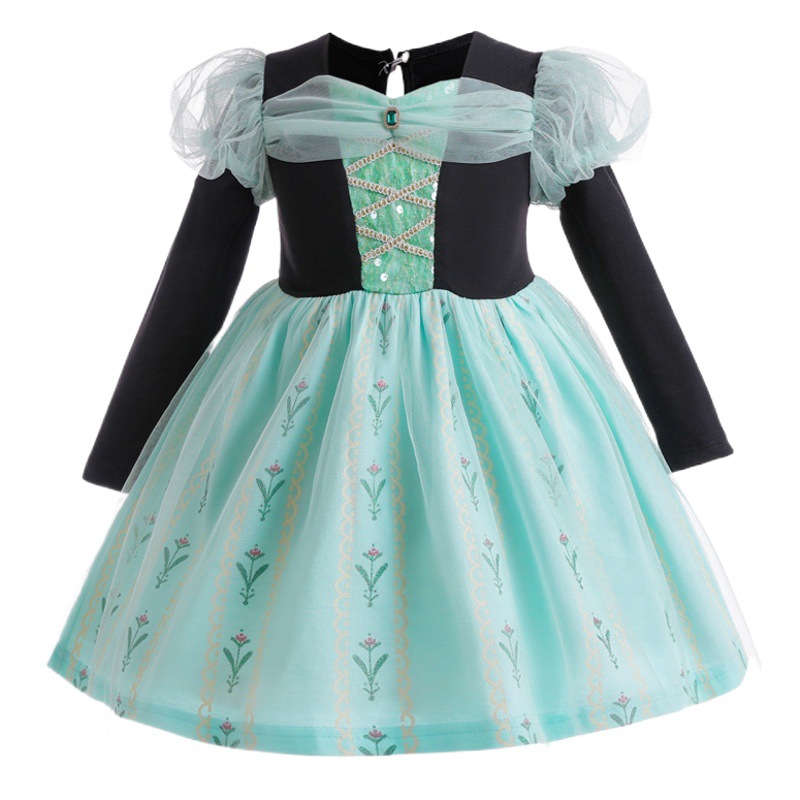 Girls Dress 2025 Autumn Children's Clothing New Baby Anna Mesh Skirt Children's Halloween Dress Princess Dress