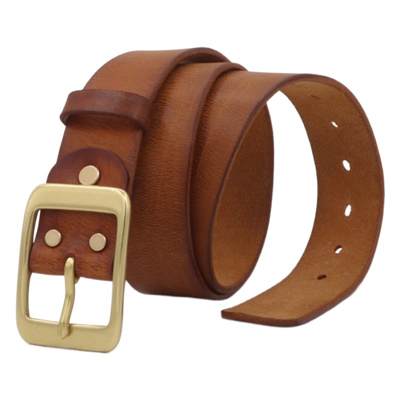 [Oil side] Brass Japanese buckle casual versatile vintage belt Ami Kaji handmade Denim belt