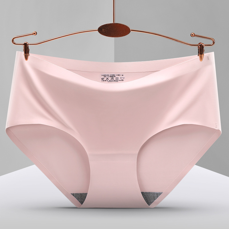 Picture of Explosions seamless one-piece ice silk underwear ladies breathable sexy mid-waist solid color girl briefs plus size manufacturers