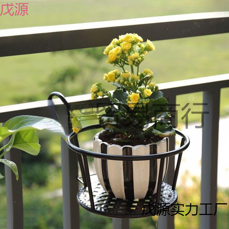 Wall Hanging Simple Flower Pot Rack Anti-theft Fence Hook Household Balcony Flower Rack Iron Hanging Flower Stand Balcony External Wholesale