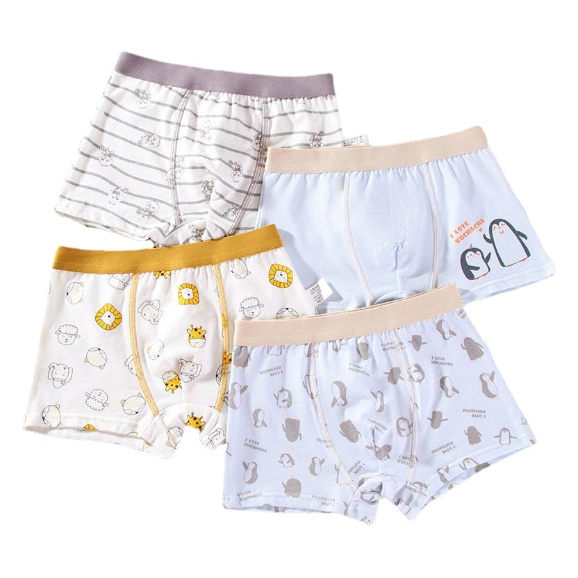 Children's Underwear Boxer Boys' Underwear Cotton Boys' Four-Corner Children's Pants Cartoon Shorts Medium and Large Children's Briefs