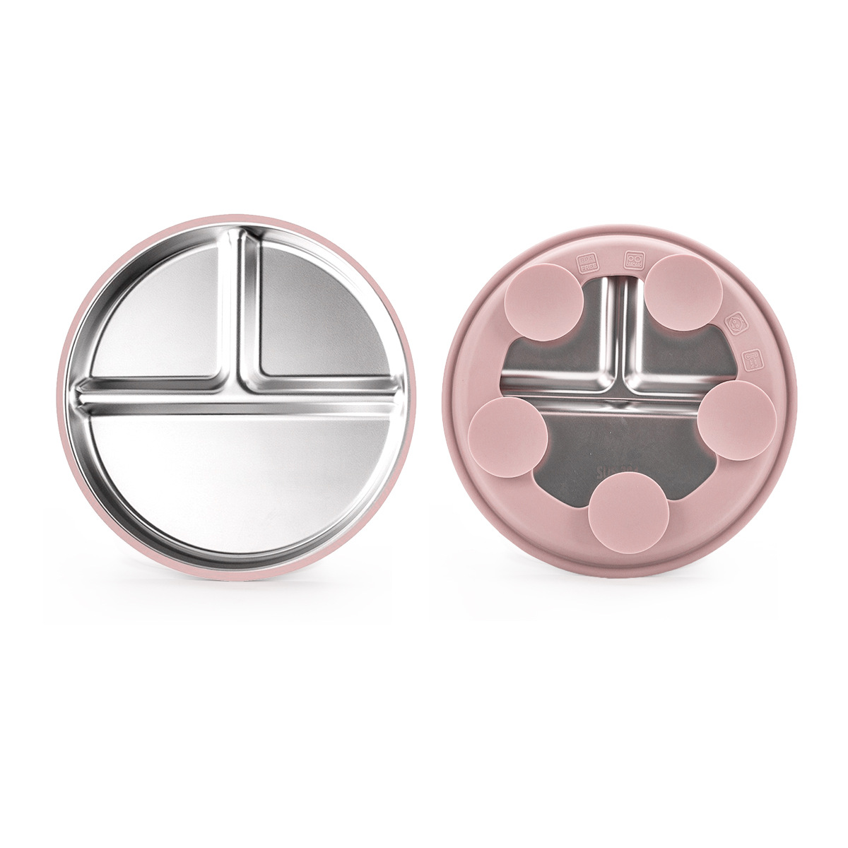 Picture of Cross-Border Baby Dinner Plate Baby Suction Cup Kidsren's Tableware Set Divided Plate Anti-Fall 304 Stainless Steel Silicone Bowl