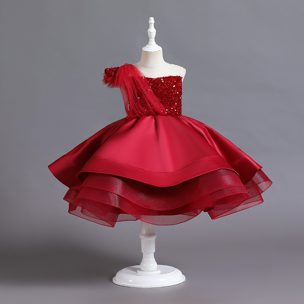 Picture of Children's Princess Dress Catwalk Tutu Skirt Girls' One-Year-Old Dress Sequined Piano Performance Dress Evening Dress Cross-Border Hot Sale