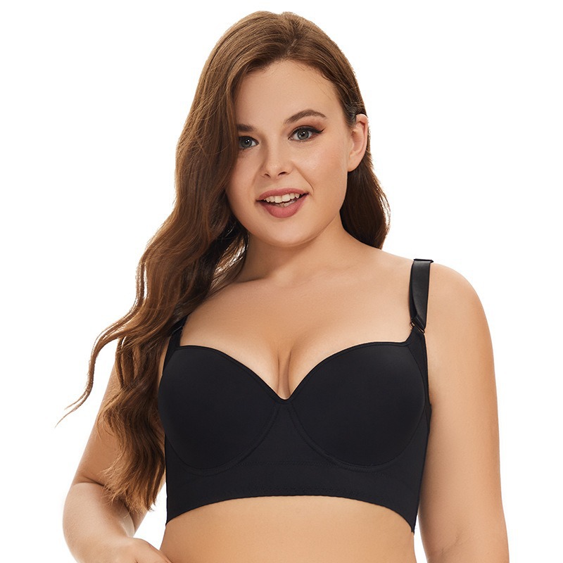 Amazon Explosions Foreign Trade Gloss plus size Memory Steel Ring Bra Deep V Women's Bra Underwear Wholesale