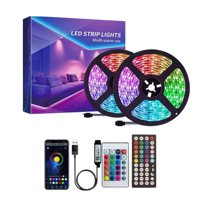 Cross-border hot sale 5050RGB light strip suit 5v low voltage Bluetooth APP24 key 44 key LED TV background light strip