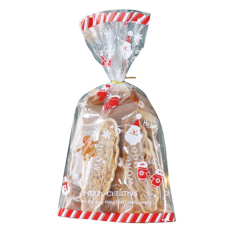 Christmas snowflake crisp candy bread jujube cake glutinous rice boat gift packaging bag transparent exquisite small size bags 50 pack