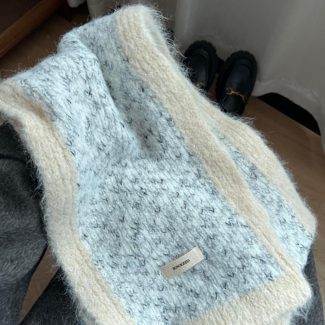 Rice Grey Scarf Autumn and Winter Women's Plush Korean Style Atmosphere Shawl External Wearable Dual-Use Warm Neck Protection 2024 New
