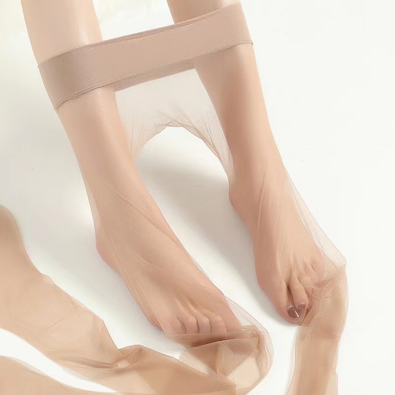 Seamless ultra-thin sexy silky stockings 360 degree seamless invisible black anti-hook silk pantyhose transparent open crotch white silk