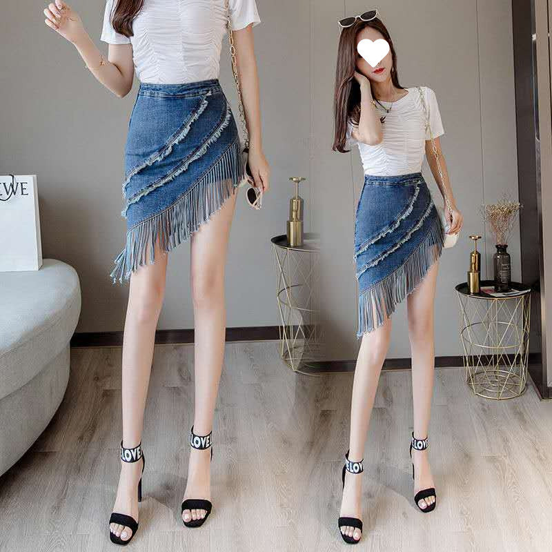 2025 New Tassel Denim Skirt Skirt Women's Pants Skirt Hip Spring
