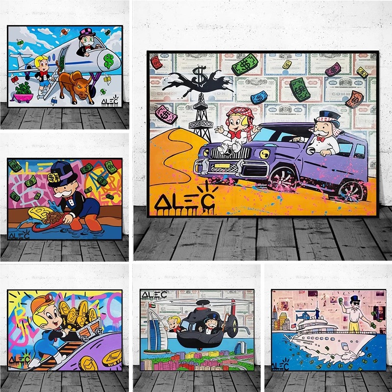 Graffiti Art Monopoly Canvas Painting Mural Poster Wall Art Bedroom Living Room Modern Decorative Painting