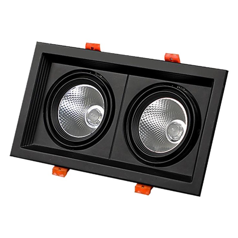 LED grille light double-headed square downlight grid 15x 15 aluminum grille embedded commercial bucket lights cob spotlights