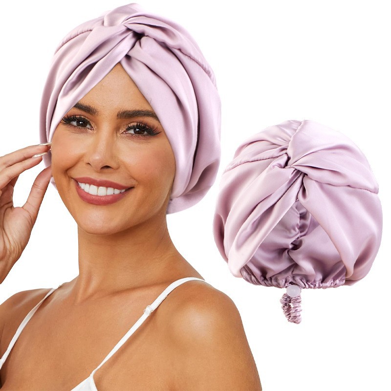 Amazon Adjustable Buckle Silk Cross Twist Cap Silk Nightcap Hair Care Hat Women