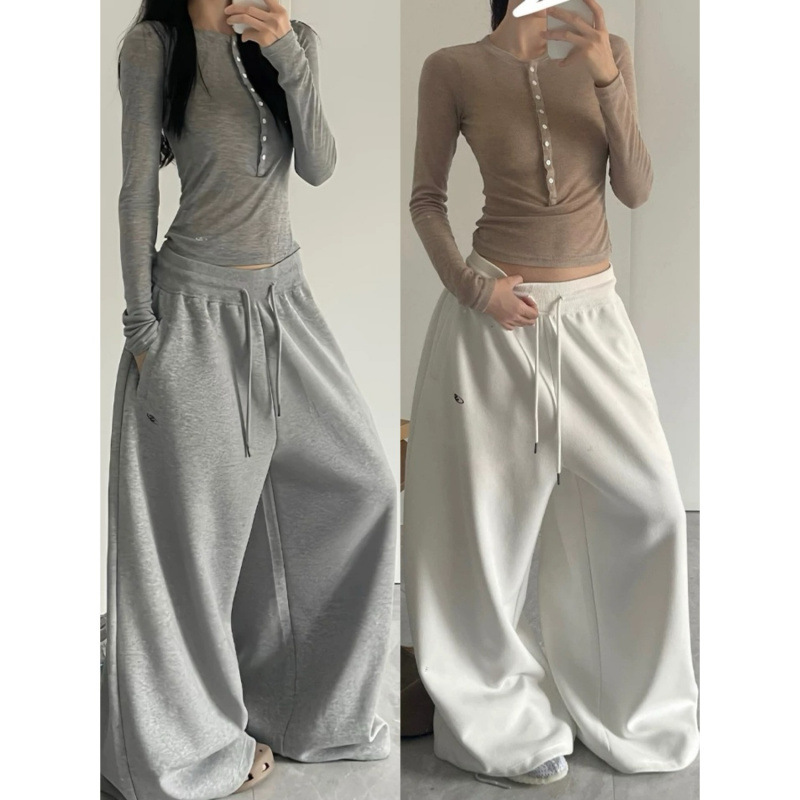 American-style sports casual pants for women, autumn loose sweatpants, wide-leg pants, jazz dance drapey floor-length pants