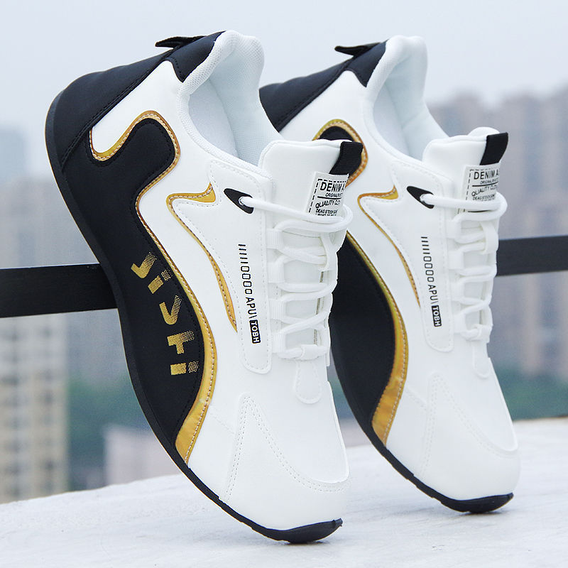 Cross-Border Men's Shoes Leather Waterproof Sports Shoes Korean Style Trendy Comfortable White Shoes with Increased Soft Sole Casual Shoes for Men