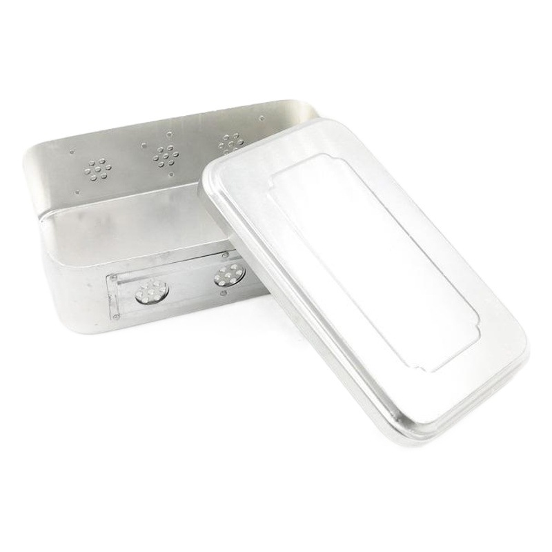 Aluminum Disinfection Box Instrument Box with Lid Perforated Surgical Laboratory Disinfection High Temperature Square Old-Fashioned Aluminum Lunch Box Aluminum Box