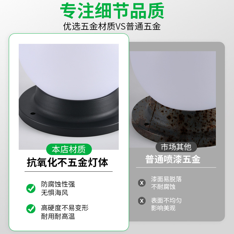 Picture of Column Head Lamp Outdoor Waterproof Door Pillar Lamp Gate Lamp House Courtyard Lamp Outdoor Garden Fence Column Lamp 378L