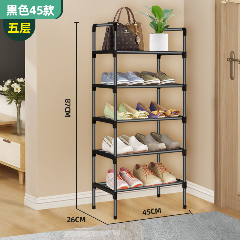Picture of Simple Shoe Rack Multi-layer Folding Shoe Cabinet Economical Household Bedroom Metal Black Rack Shoe Rack