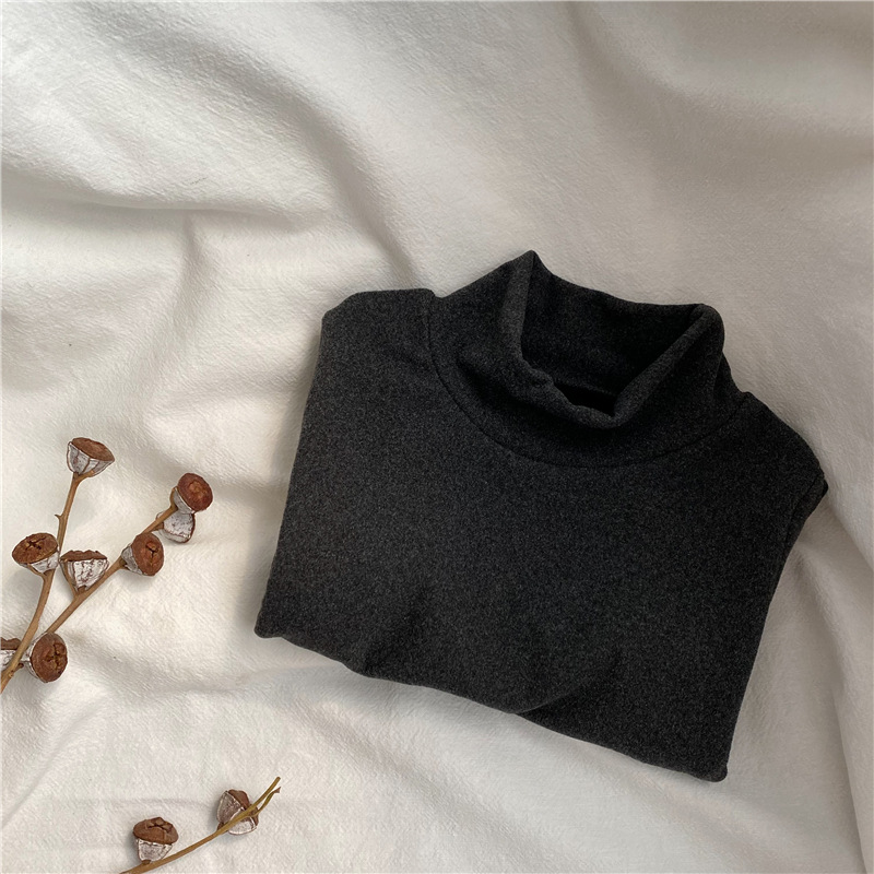 Picture of GL-kids Korean Autumn and Winter New Children's Half-High Collar Long-Sleeved Base Shirt for Boys and Girls Solid Color Thickened Top