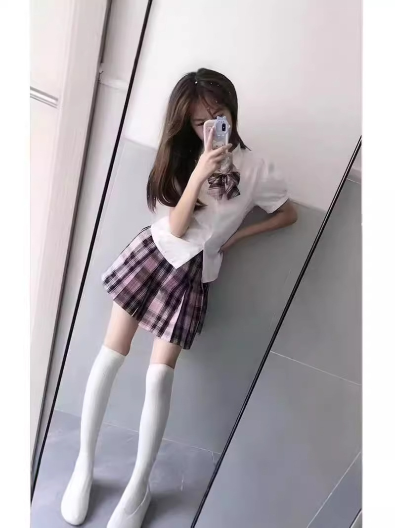 Sweet and Spicy Waist JK Uniform Blouse Rear Strap Design Sense Niche Top Academic Style Slim-fit All-match Shirt Set