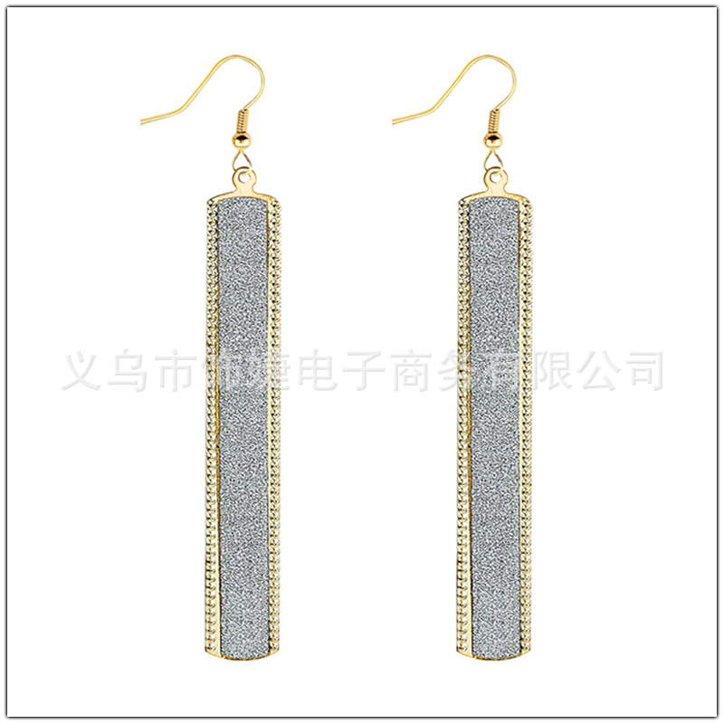 Picture of European and American Fashion Minimalist Nightclub Punk Style Geometric Frosted Strip Shape Earrings Accessories Gifts