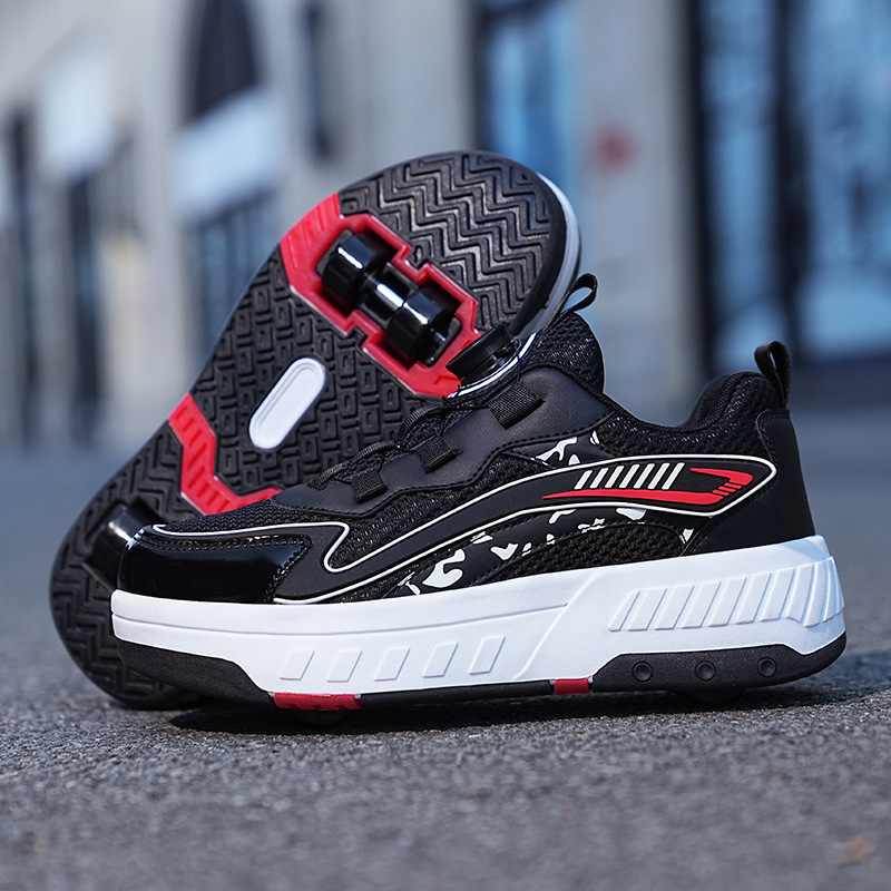 Picture of Cross-border foreign trade heywalk shoes for boys and girls four-wheel double-wheel LED flashing light luminous automatic invisible pulley skates