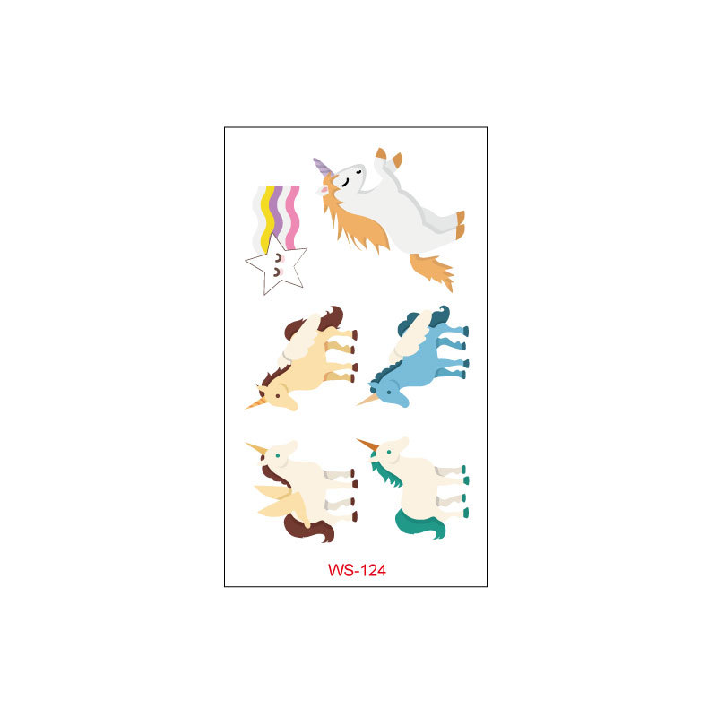 Picture of Unicorn Tattoo Sticker Original Children's Cute Cartoon Doll Birthday Rainbow Little Pegasus Waterproof Temporary Sticker