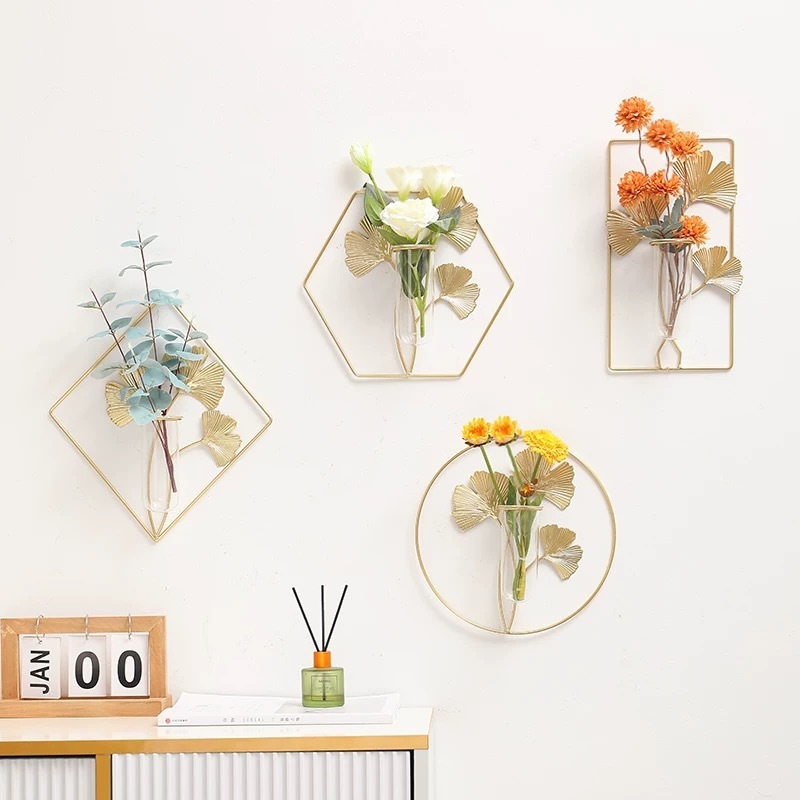 Light Luxury Living Room Decorations Punch-free Wall Decorations High-grade Wall Decorations Creative Home Iron Vase Pendant Decoration