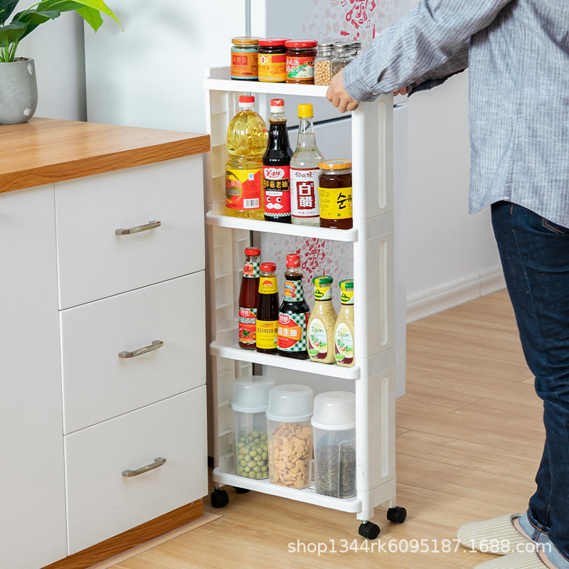 Picture of Ultra-narrow gap cabinet side seam refrigerator outer side Bathroom Kitchen ultra-narrow storage storage rack trolley