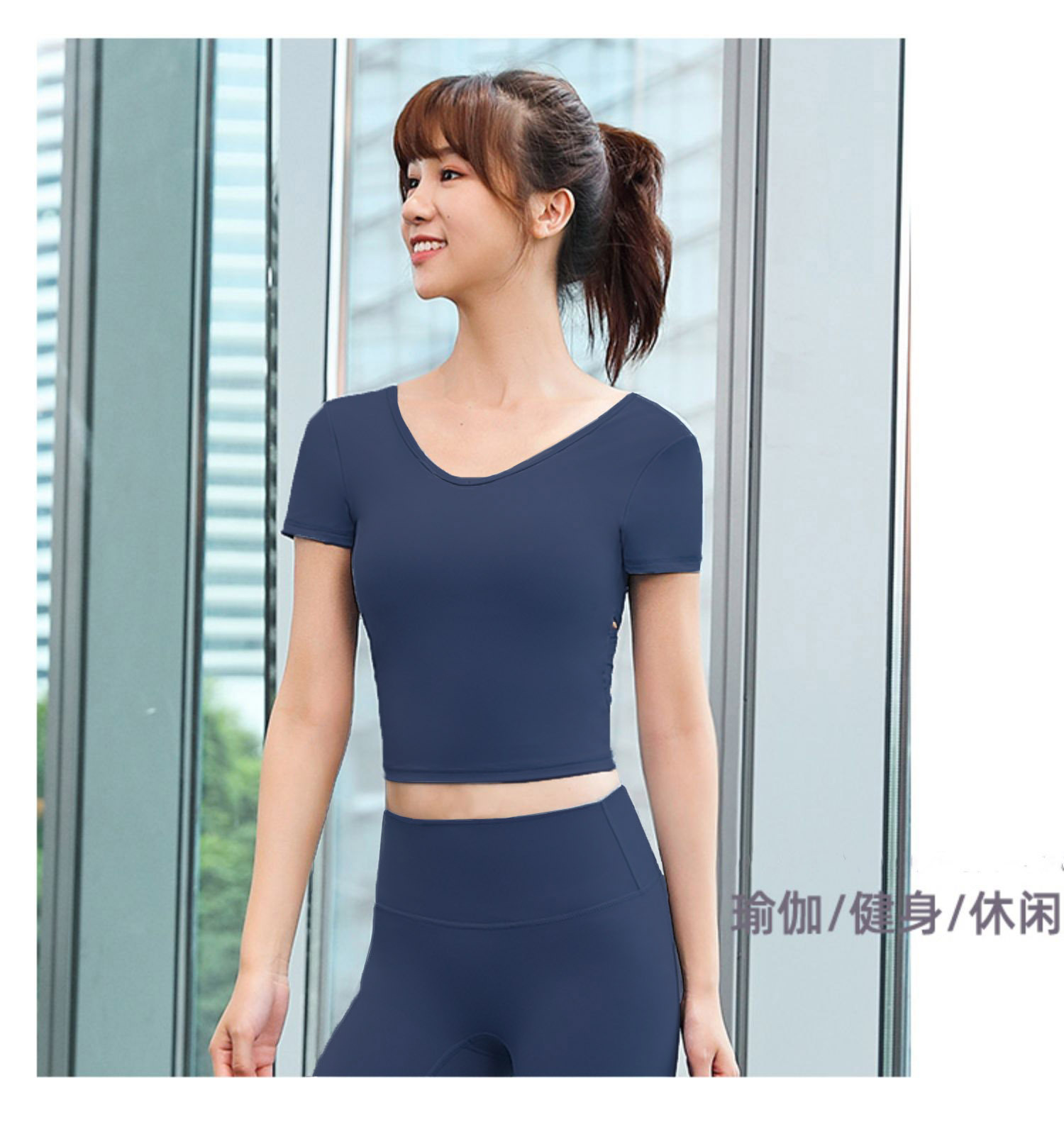 Picture of Summer New Slim Fit Hyuna Style Short Top Running Sports Fitness Clothing Popular Short-Sleeved Women Ins Trend Super Hot