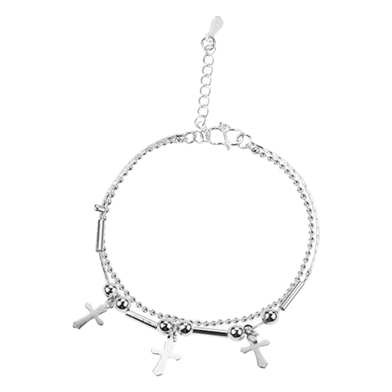 European and American foreign trade hot foot decoration new summer all-match hot popular women's silver bracelet simple cross anklet