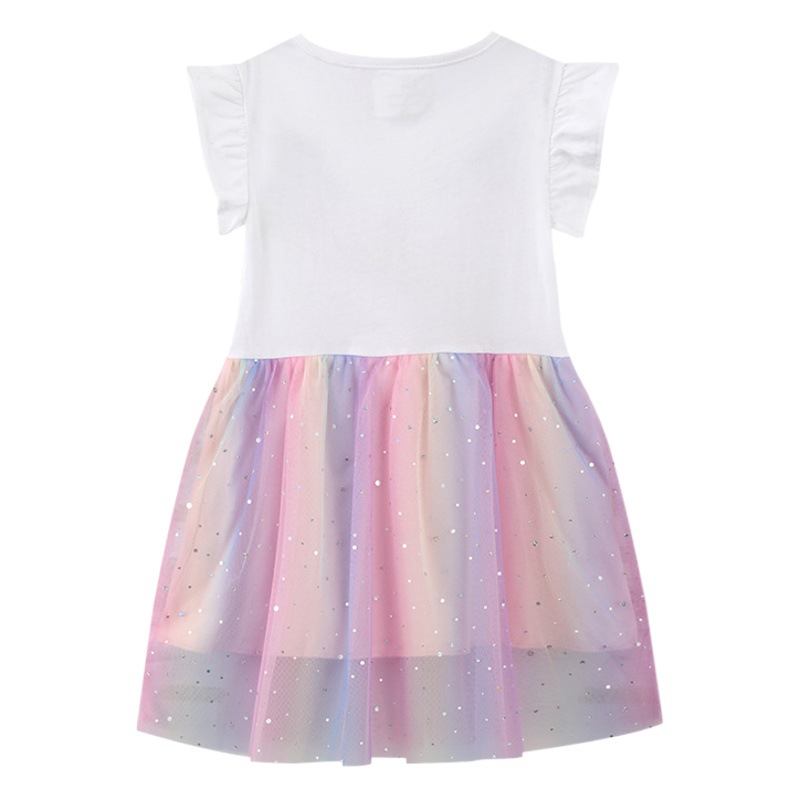 2025 New Summer Children's Clothing Dress European and American Short-Sleeved Children's Skirt Knitted Cotton Girls' Dress One Piece Consignment