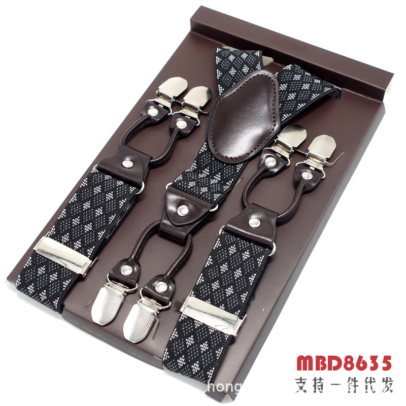 Picture of Cross-Border Supply Men's Suspenders Six-Clip Suspenders Elastic Adjustable Fat People Suspenders Men and Women Suspenders