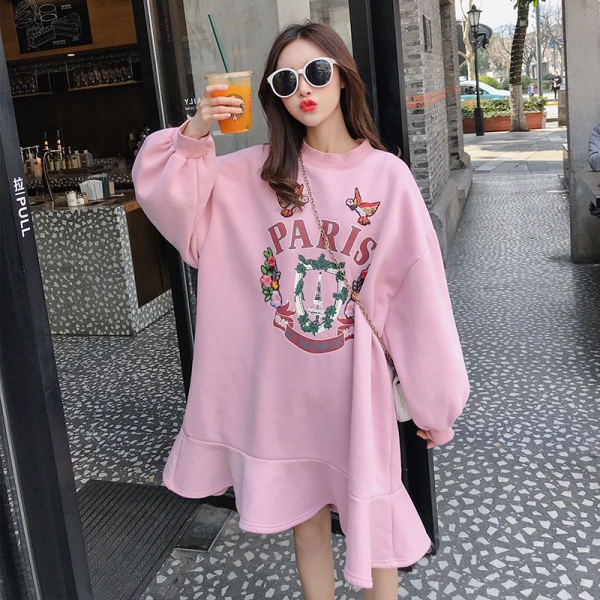 Foreign trade sweater dress women's autumn and winter 2025 new Korean version of loose fashion all-match slimming printed long skirt